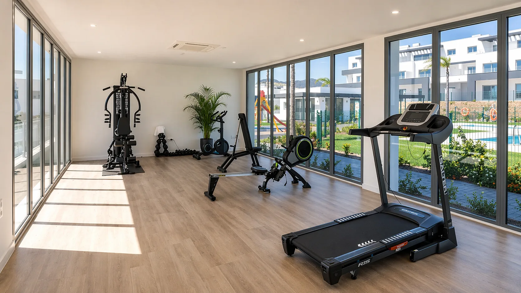 Kleine fitnessruimte in het complex, Casa Mel Estepona